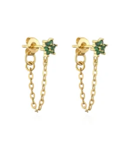 Oorbellen - Diamond flower groen