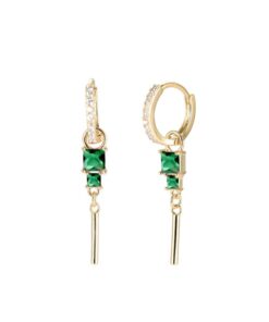 Oorbellen - Square diamonds groen